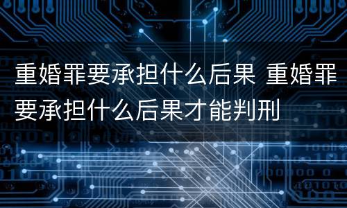 重婚罪要承担什么后果 重婚罪要承担什么后果才能判刑