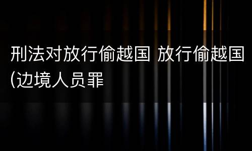 刑法对放行偷越国 放行偷越国(边境人员罪