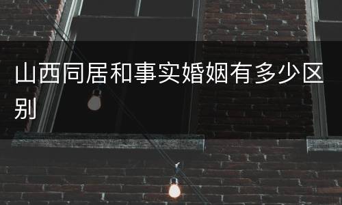 山西同居和事实婚姻有多少区别
