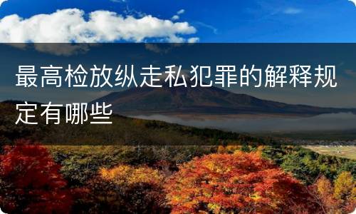 最高检放纵走私犯罪的解释规定有哪些