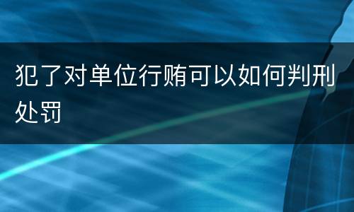 犯了对单位行贿可以如何判刑处罚