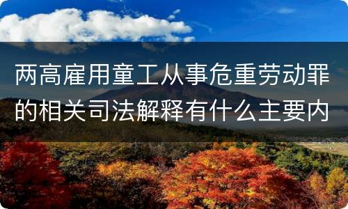 两高雇用童工从事危重劳动罪的相关司法解释有什么主要内容