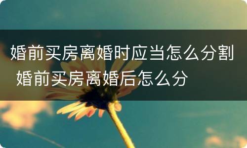 婚前买房离婚时应当怎么分割 婚前买房离婚后怎么分