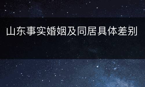 山东事实婚姻及同居具体差别
