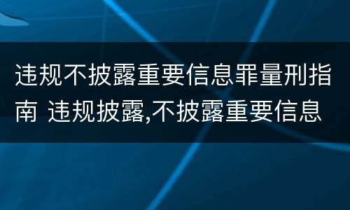 违规不披露重要信息罪量刑指南 违规披露,不披露重要信息罪的立案标准