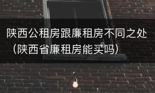 陕西公租房跟廉租房不同之处（陕西省廉租房能买吗）