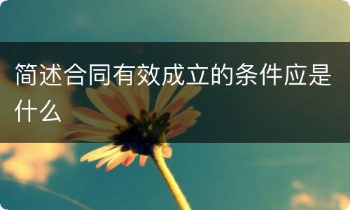 简述合同有效成立的条件应是什么