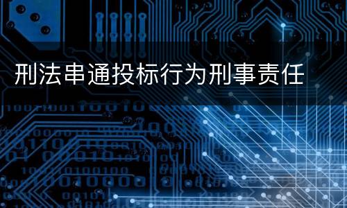 刑法串通投标行为刑事责任
