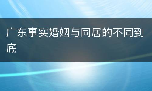 广东事实婚姻与同居的不同到底