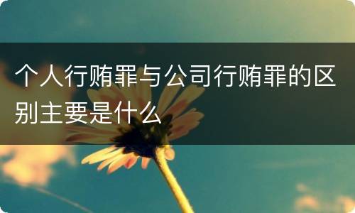 个人行贿罪与公司行贿罪的区别主要是什么