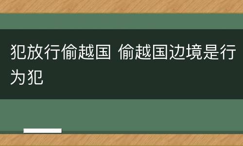 犯放行偷越国 偷越国边境是行为犯