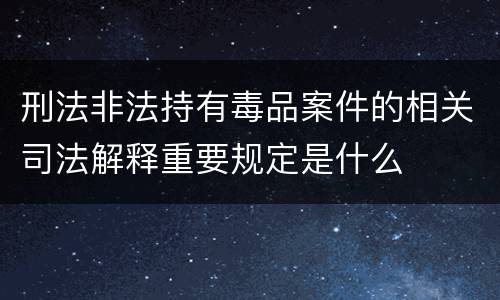 刑法非法持有毒品案件的相关司法解释重要规定是什么