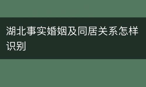 湖北事实婚姻及同居关系怎样识别