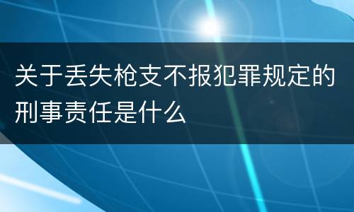 关于丢失枪支不报犯罪规定的刑事责任是什么