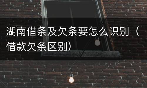 湖南借条及欠条要怎么识别（借款欠条区别）