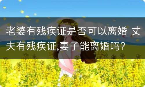 老婆有残疾证是否可以离婚 丈夫有残疾证,妻子能离婚吗?