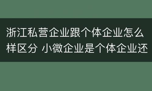 浙江私营企业跟个体企业怎么样区分 小微企业是个体企业还是私营企业