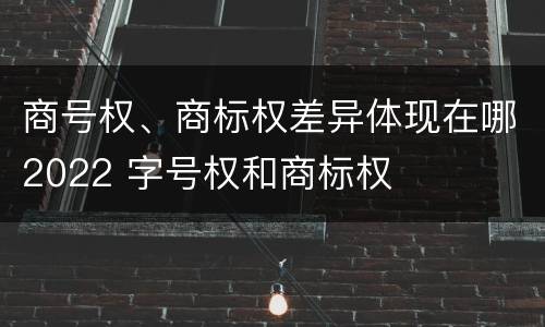 商号权、商标权差异体现在哪2022 字号权和商标权