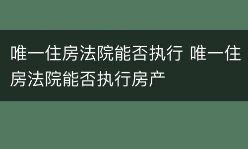 唯一住房法院能否执行 唯一住房法院能否执行房产