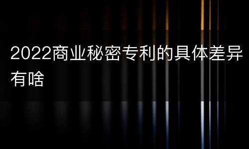 2022商业秘密专利的具体差异有啥