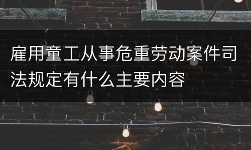雇用童工从事危重劳动案件司法规定有什么主要内容