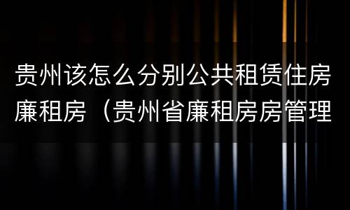 贵州该怎么分别公共租赁住房廉租房（贵州省廉租房房管理条例）
