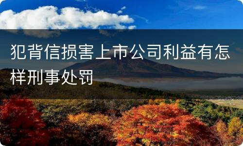 犯背信损害上市公司利益有怎样刑事处罚