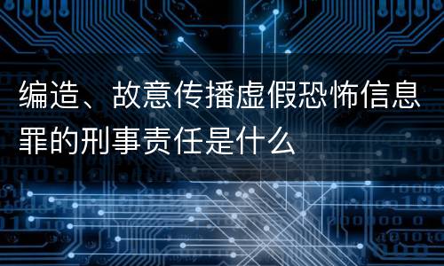编造、故意传播虚假恐怖信息罪的刑事责任是什么