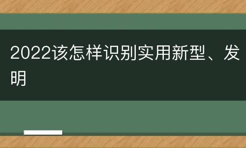 2022该怎样识别实用新型、发明