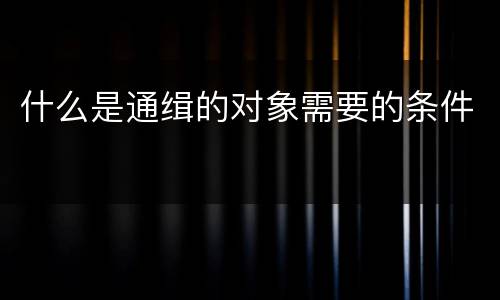 什么是通缉的对象需要的条件