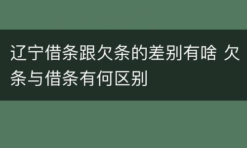 辽宁借条跟欠条的差别有啥 欠条与借条有何区别