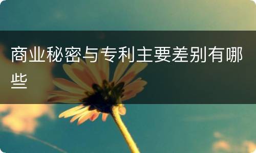商业秘密与专利主要差别有哪些