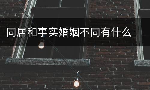 同居和事实婚姻不同有什么