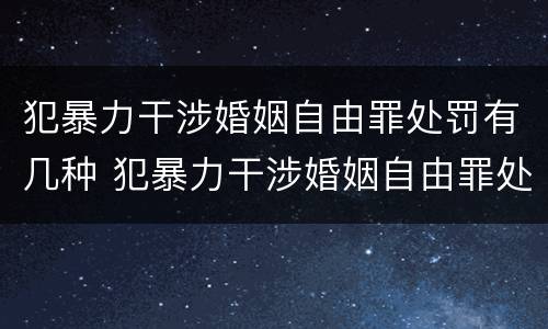 犯暴力干涉婚姻自由罪处罚有几种 犯暴力干涉婚姻自由罪处罚有几种类型
