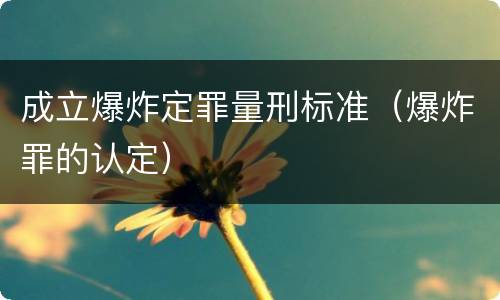 成立爆炸定罪量刑标准（爆炸罪的认定）