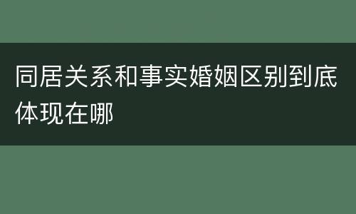 同居关系和事实婚姻区别到底体现在哪