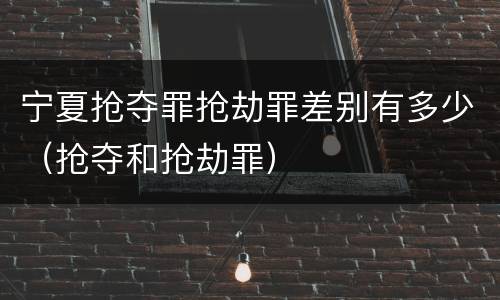 宁夏抢夺罪抢劫罪差别有多少（抢夺和抢劫罪）