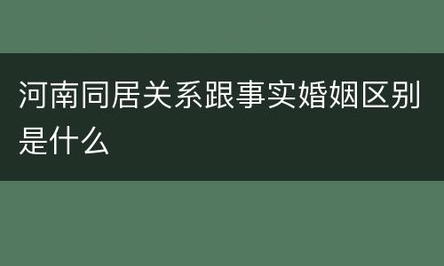河南同居关系跟事实婚姻区别是什么