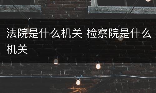 法院是什么机关 检察院是什么机关
