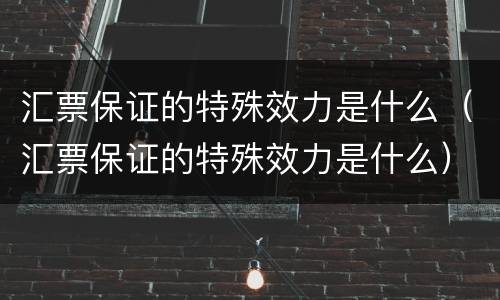汇票保证的特殊效力是什么（汇票保证的特殊效力是什么）