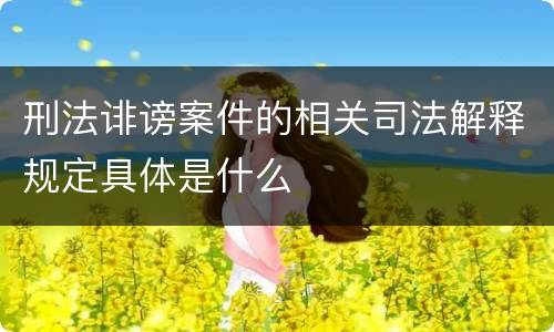 刑法诽谤案件的相关司法解释规定具体是什么