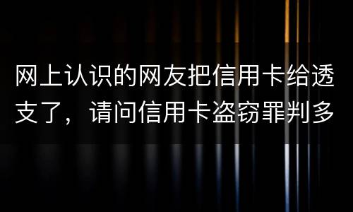 网上认识的网友把信用卡给透支了，请问信用卡盗窃罪判多少年
