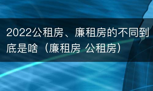 2022公租房、廉租房的不同到底是啥（廉租房 公租房）