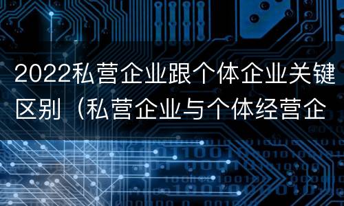 2022私营企业跟个体企业关键区别（私营企业与个体经营企业的区别）
