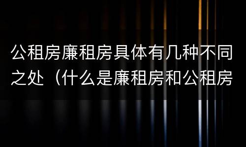 公租房廉租房具体有几种不同之处（什么是廉租房和公租房两个有什么特点）