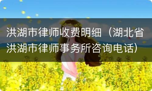 洪湖市律师收费明细（湖北省洪湖市律师事务所咨询电话）