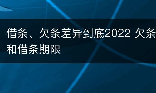 借条、欠条差异到底2022 欠条和借条期限