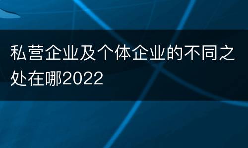 私营企业及个体企业的不同之处在哪2022