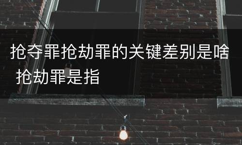 抢夺罪抢劫罪的关键差别是啥 抢劫罪是指