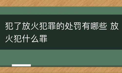 犯了放火犯罪的处罚有哪些 放火犯什么罪
